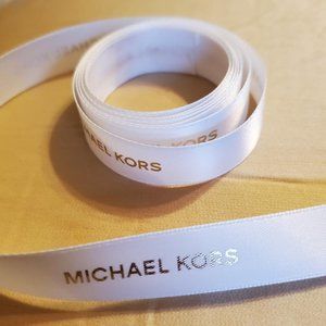 AUTHENTIC MICHAEL KORS Ribbon - 3 Yards White with Gold Lettering Gift Wrap/Bows